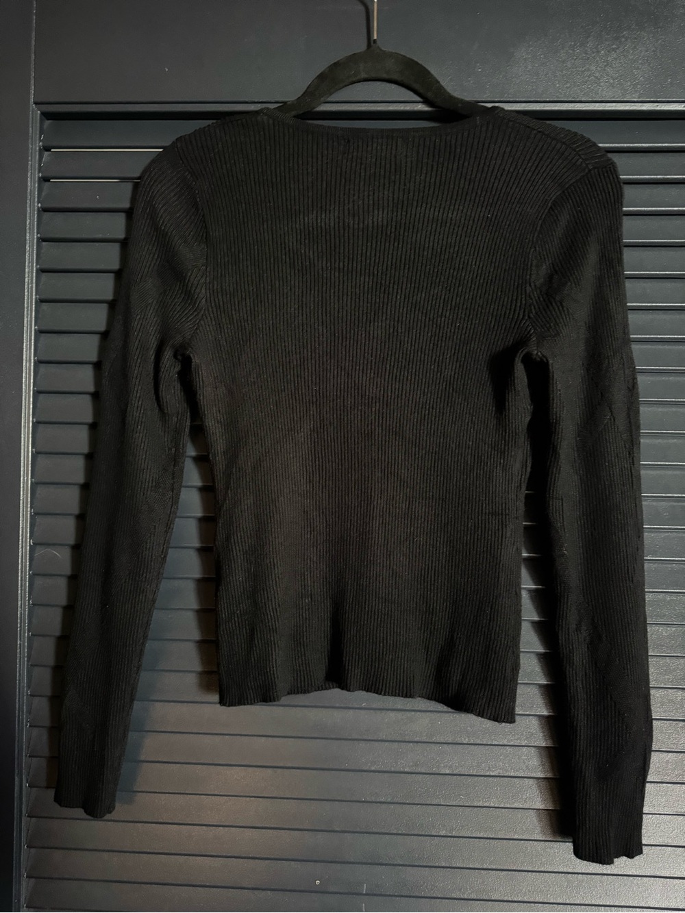 GUESS Black Ribbed Rhinestone Zip Sweater Cardigan L Y2K - Picture 4 of 4